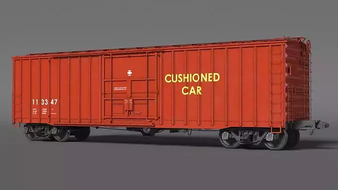 Classic Steel Boxcar Cushioned Frame 3D model 4