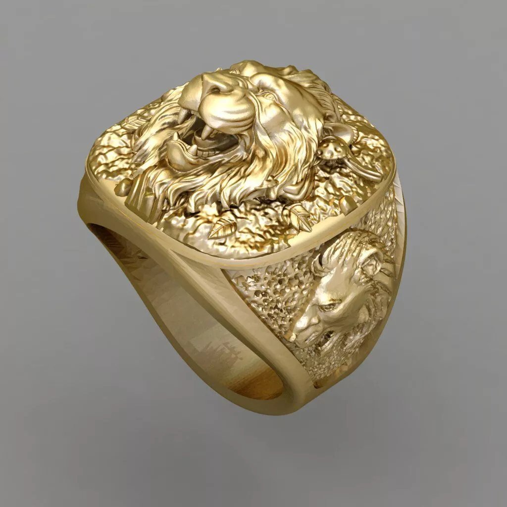 Lion Ring Vintage STL 3D print model 3D print model
