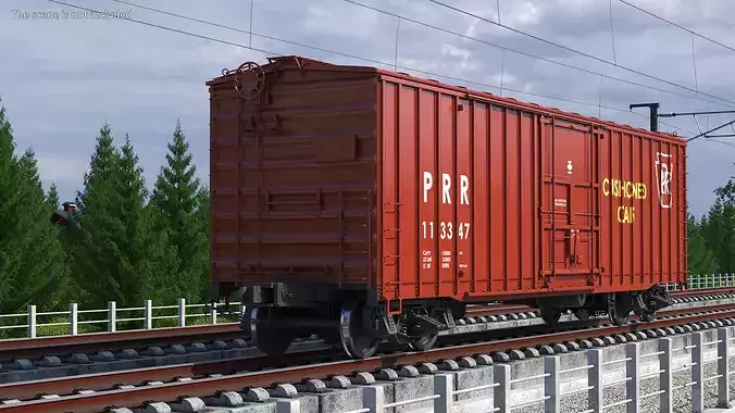 PRR X58B Cushioned Boxcar 3D model 2