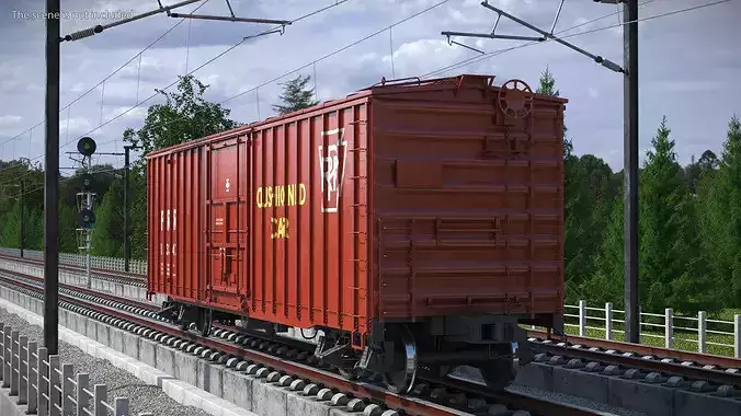 PRR X58B Cushioned Boxcar 3D model 3