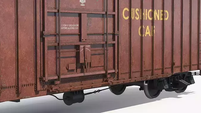 Sliding Door Ribbed Boxcar Used 3D model 7