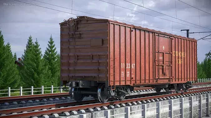 Sliding Door Ribbed Boxcar Used 3D model 4