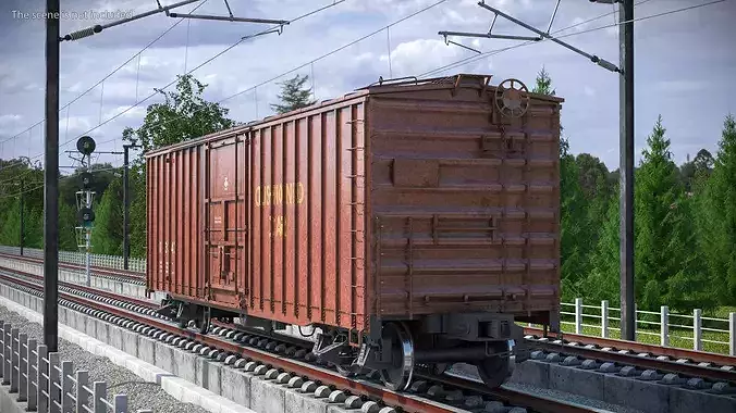 Sliding Door Ribbed Boxcar Used 3D model 3