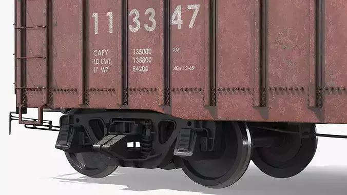 Sliding Door Ribbed Boxcar Used 3D model 6