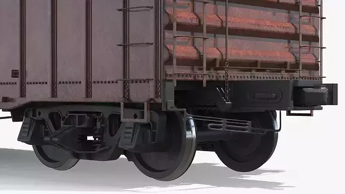 Sliding Door Ribbed Boxcar Used 3D model 5