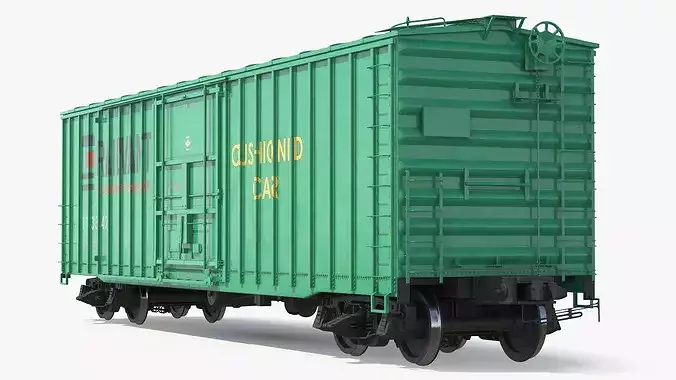Cushioned Box Freight Wagon Green 3D model