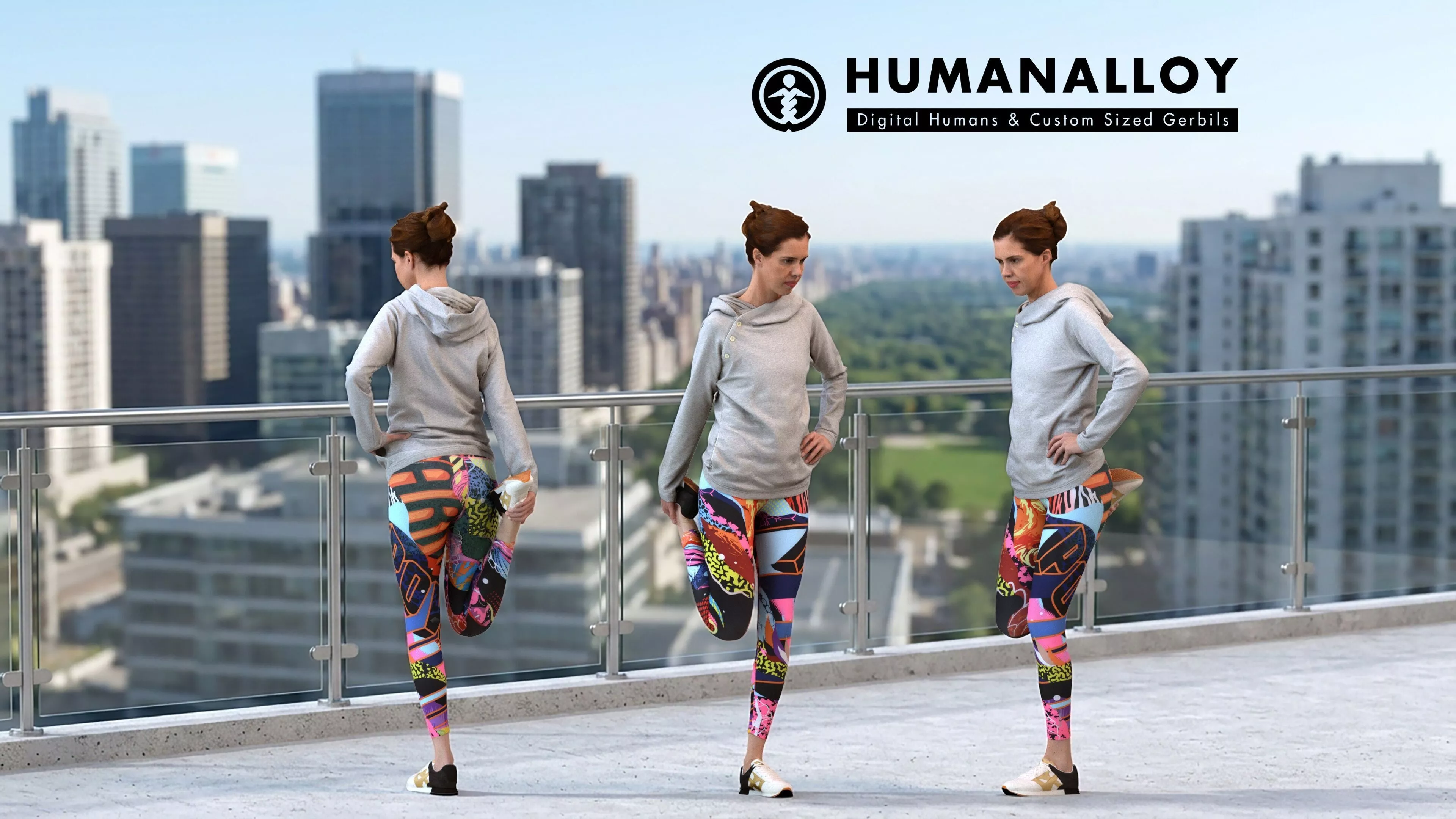 Adult Caucasian woman exercising in athletic wear for sports 3D model