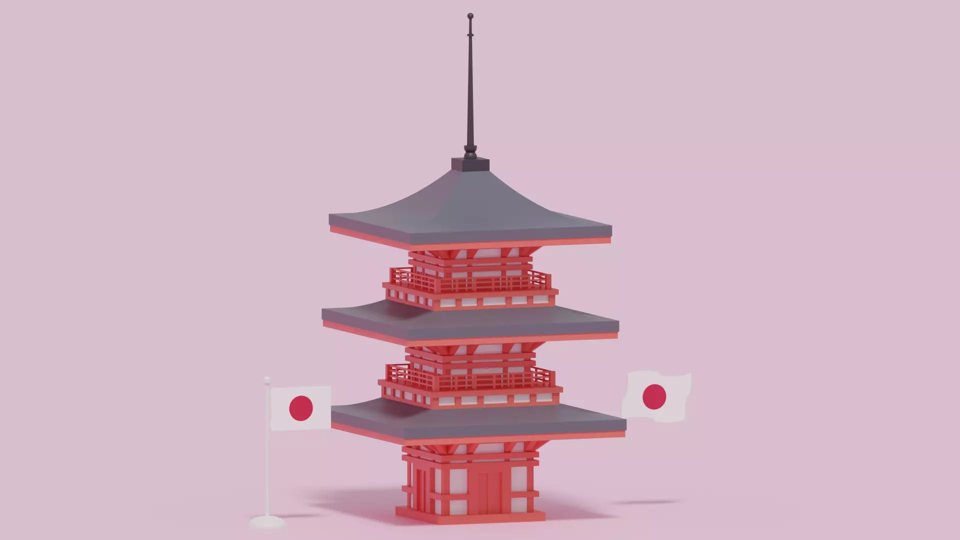 Kyoto Japan Kiyomizu Red Pagoda 3D model