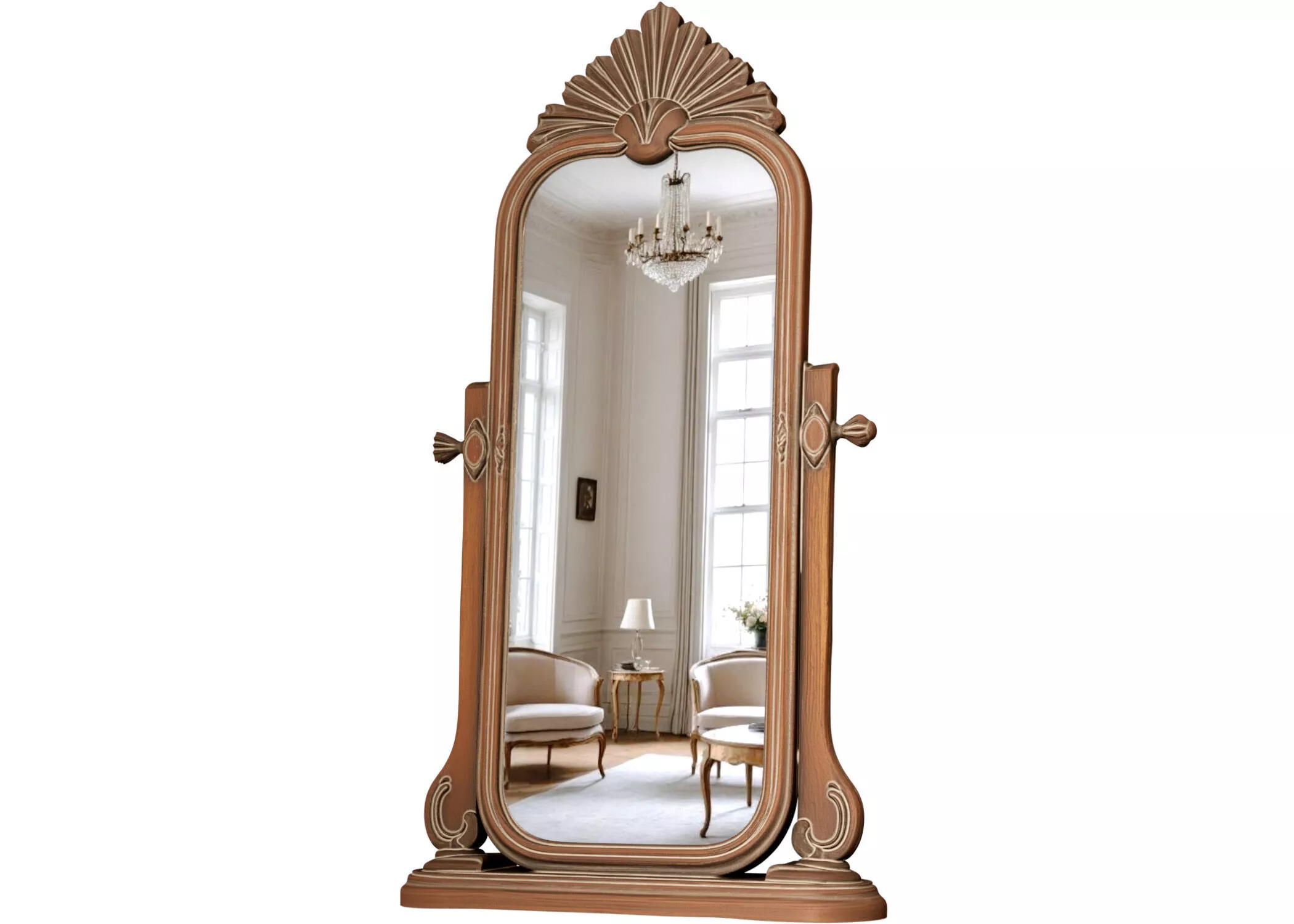 Classic full-length floor mirror in carved wooden frame Provence 3D model