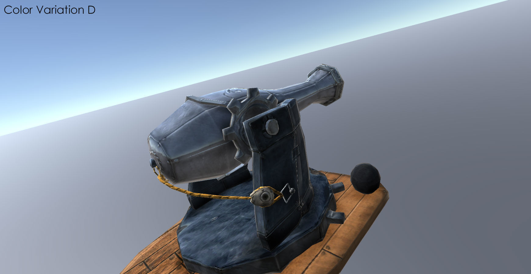 Small Medieval Cannon Low-poly 3D model_8