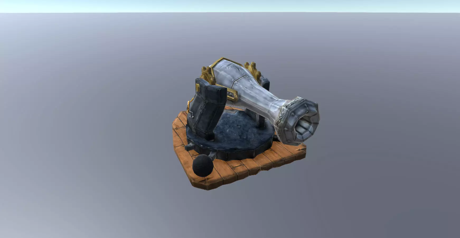Small Medieval Cannon Low-poly 3D model_0