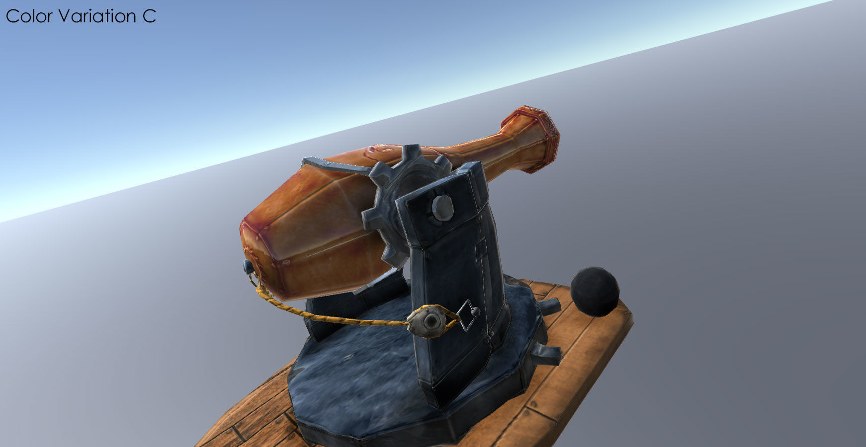 Small Medieval Cannon Low-poly 3D model_7