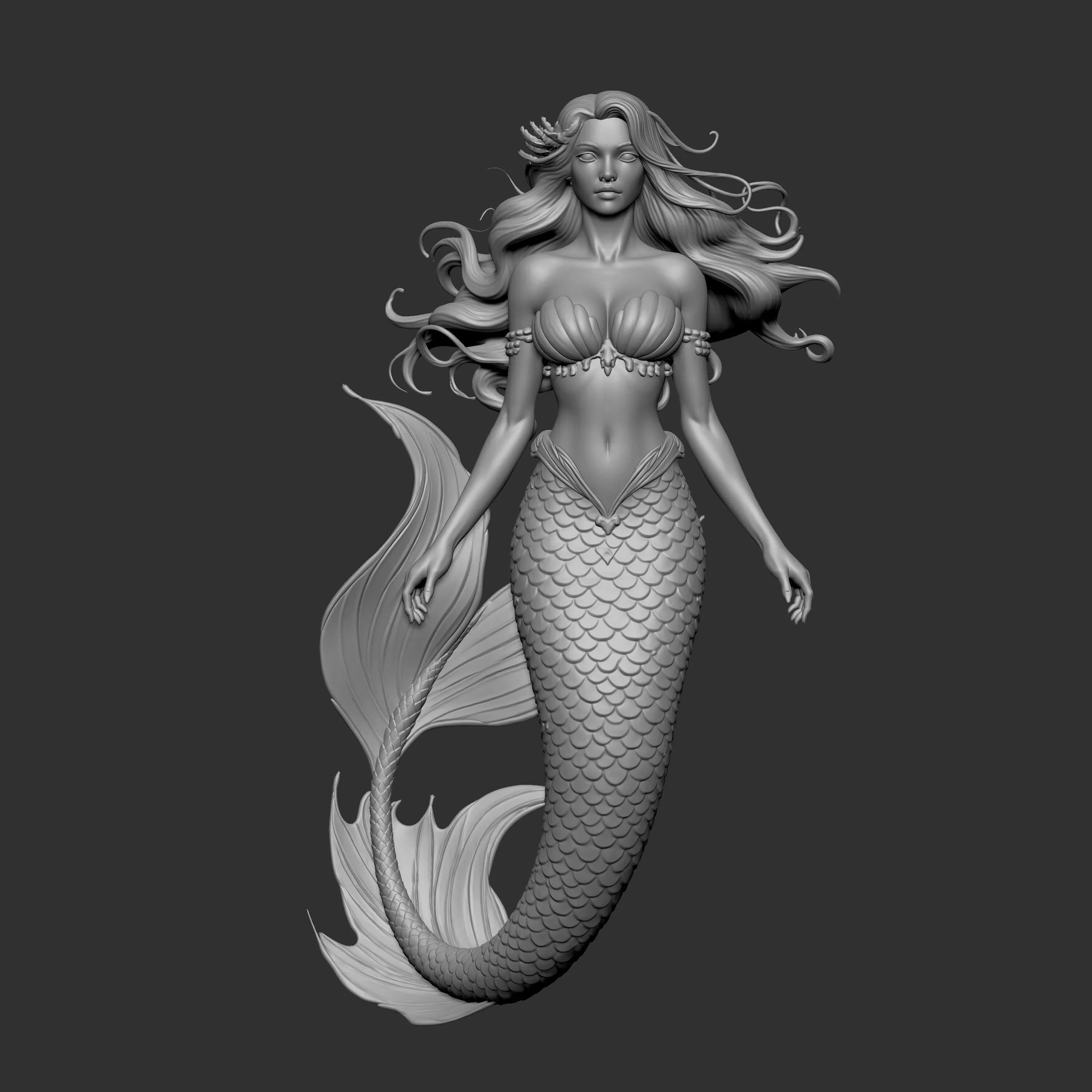 sculpt of a mermaid 3D print model