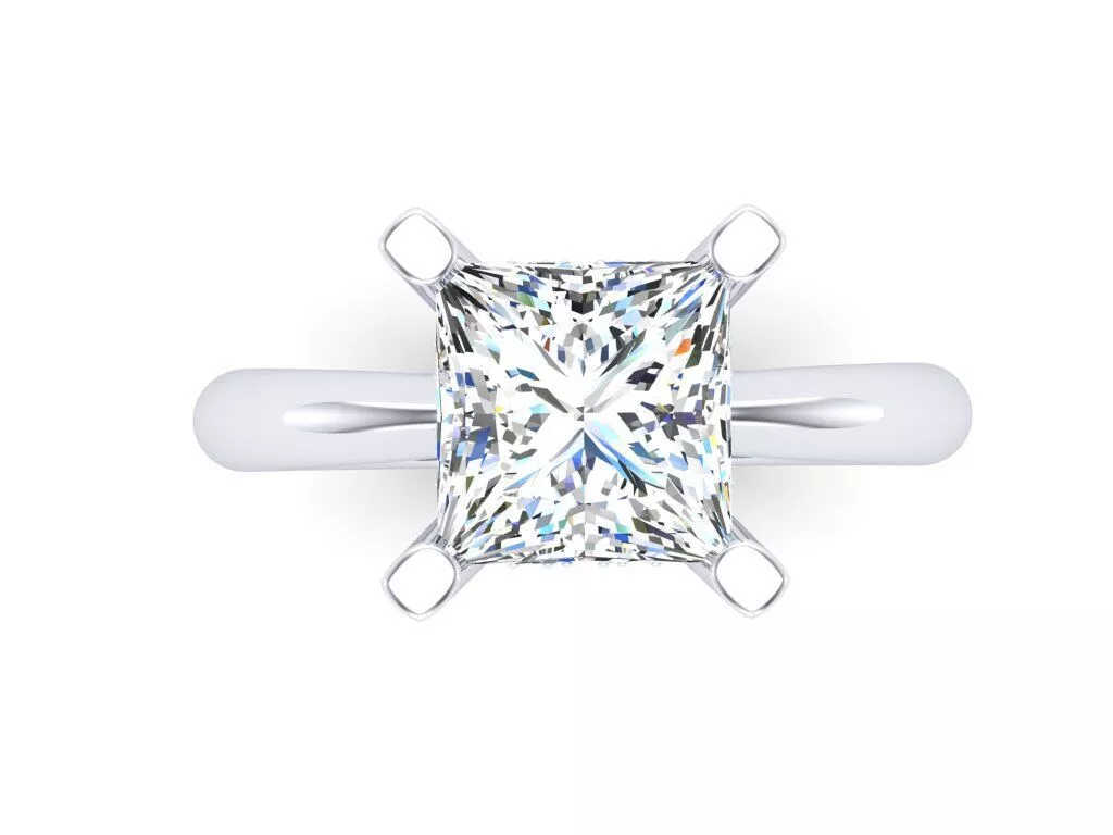 Princess Cut Solitaire Ring Prong 3DM 3D print model