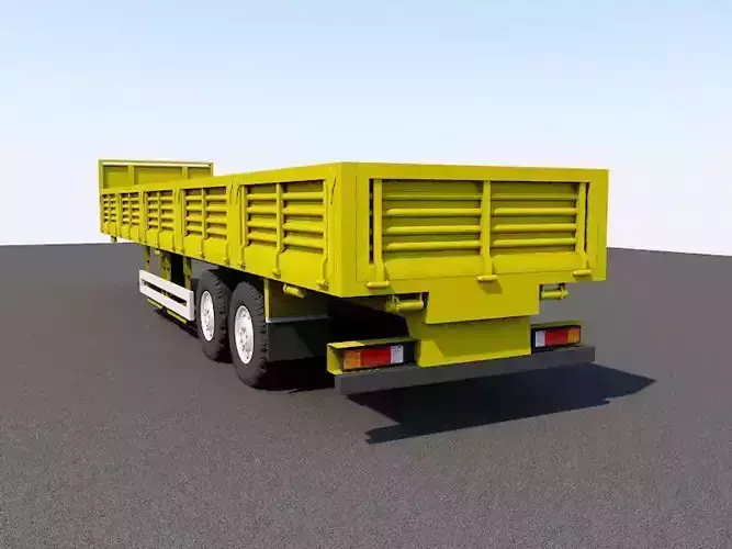 Trailers truck with flatbed trailer Low-poly 3D model