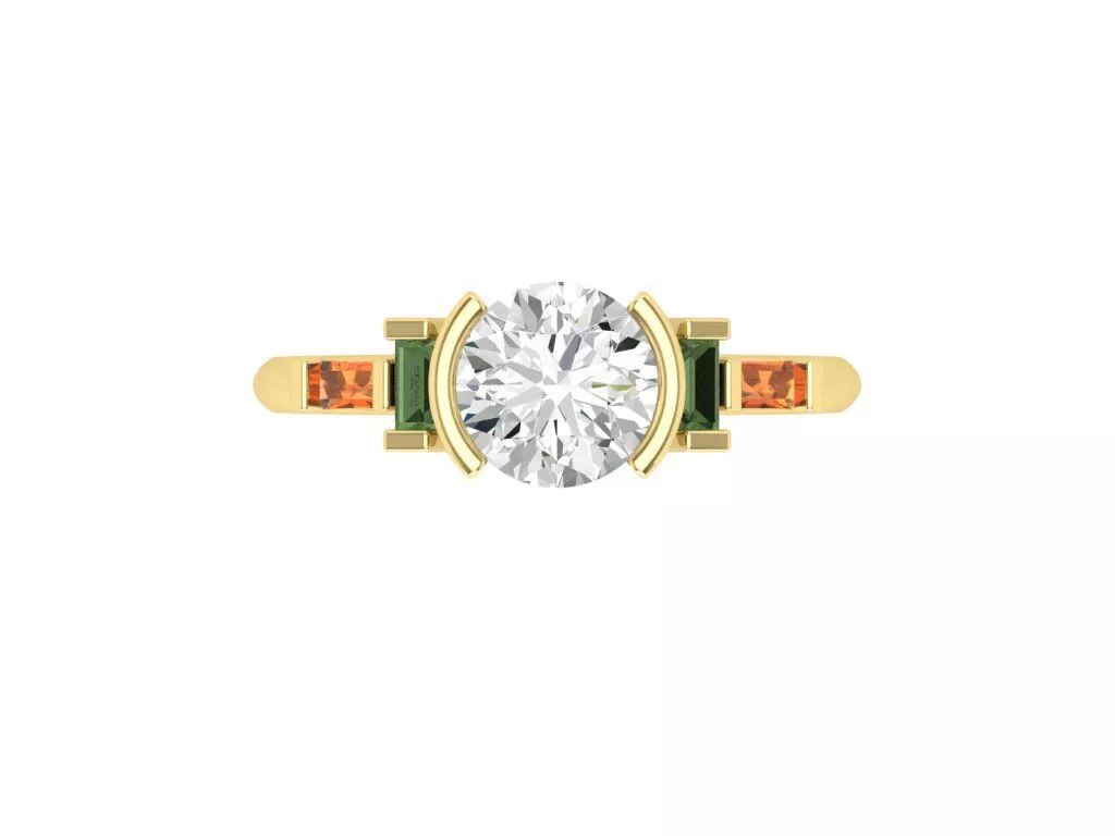 Round Center with Gemstone Accent Engagement 3DM 3D print model