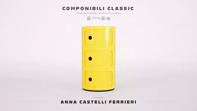 Kartell Componibili Modular Storage Cabinet 3 Stacks