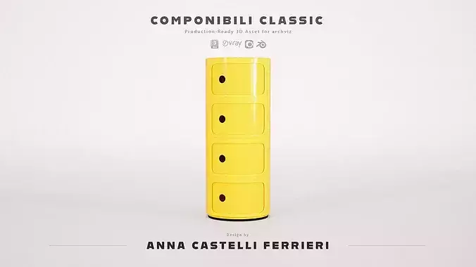 Kartell Componibili Modular Storage Cabinet 4 Stacks