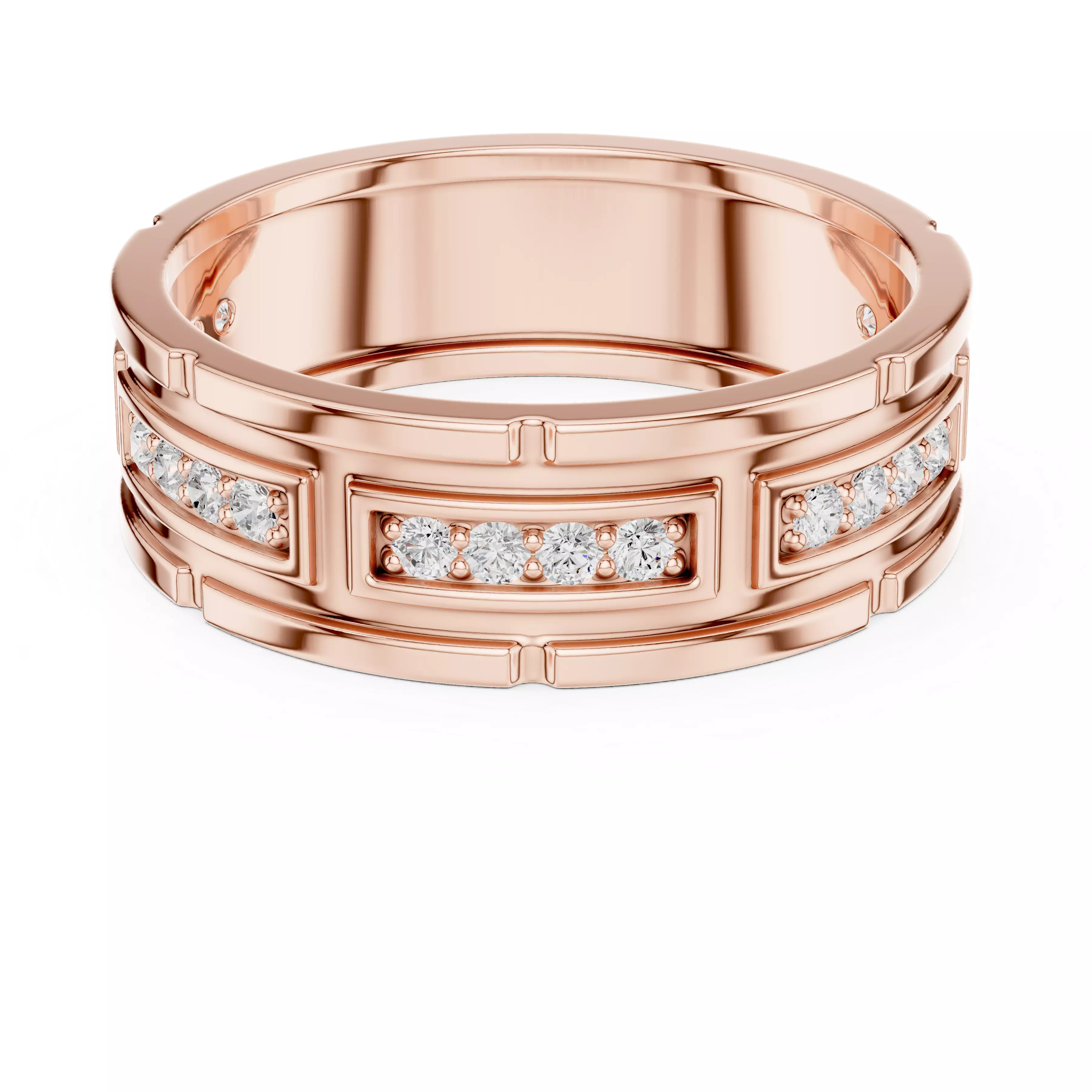 Diamond Band Ring 3dm stl renders details animation 3D print model