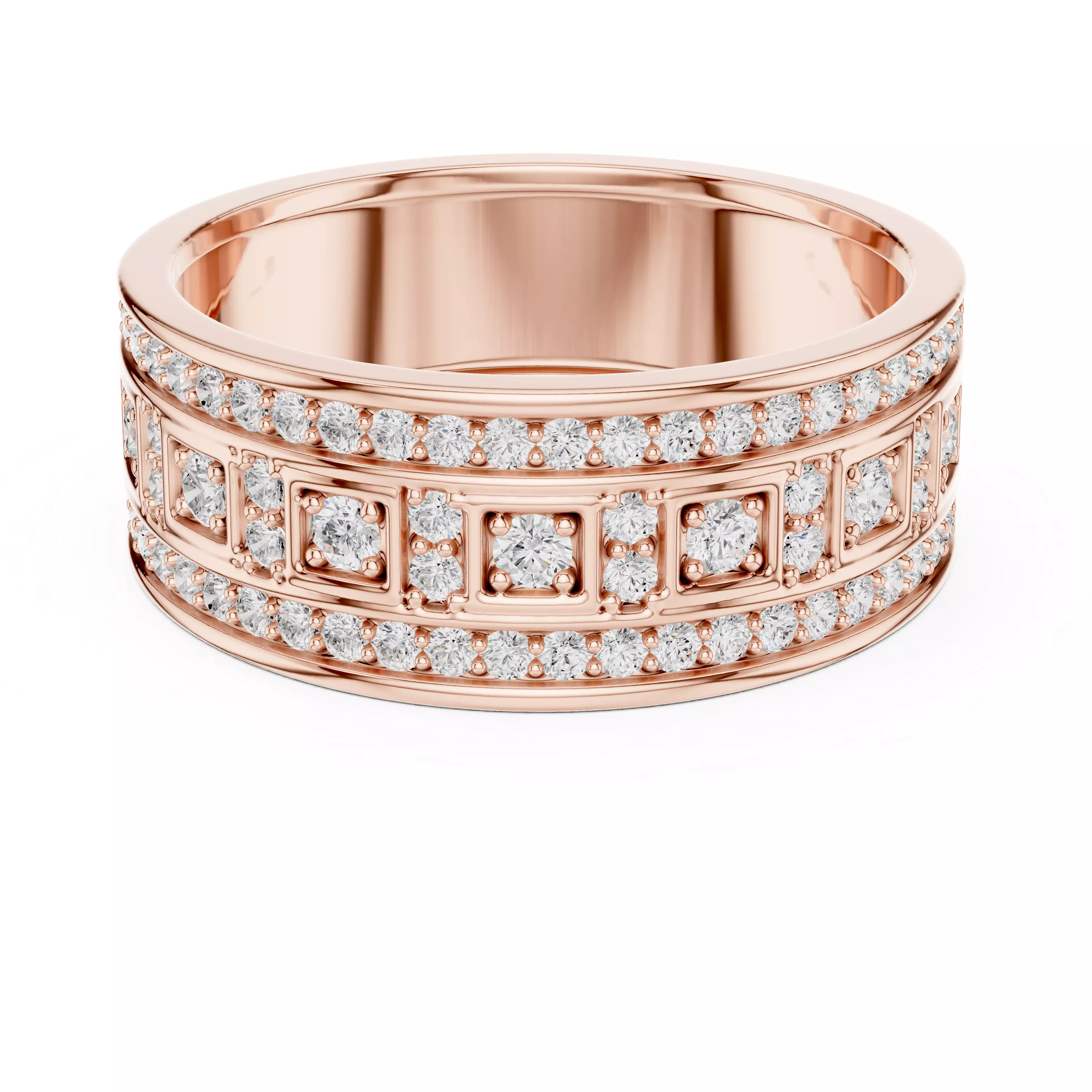 Diamond Band Ring 3dm stl renders details animation 3D print model