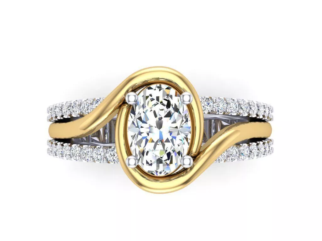 Two Tone Oval Engagement Ring 3DM 3D print model