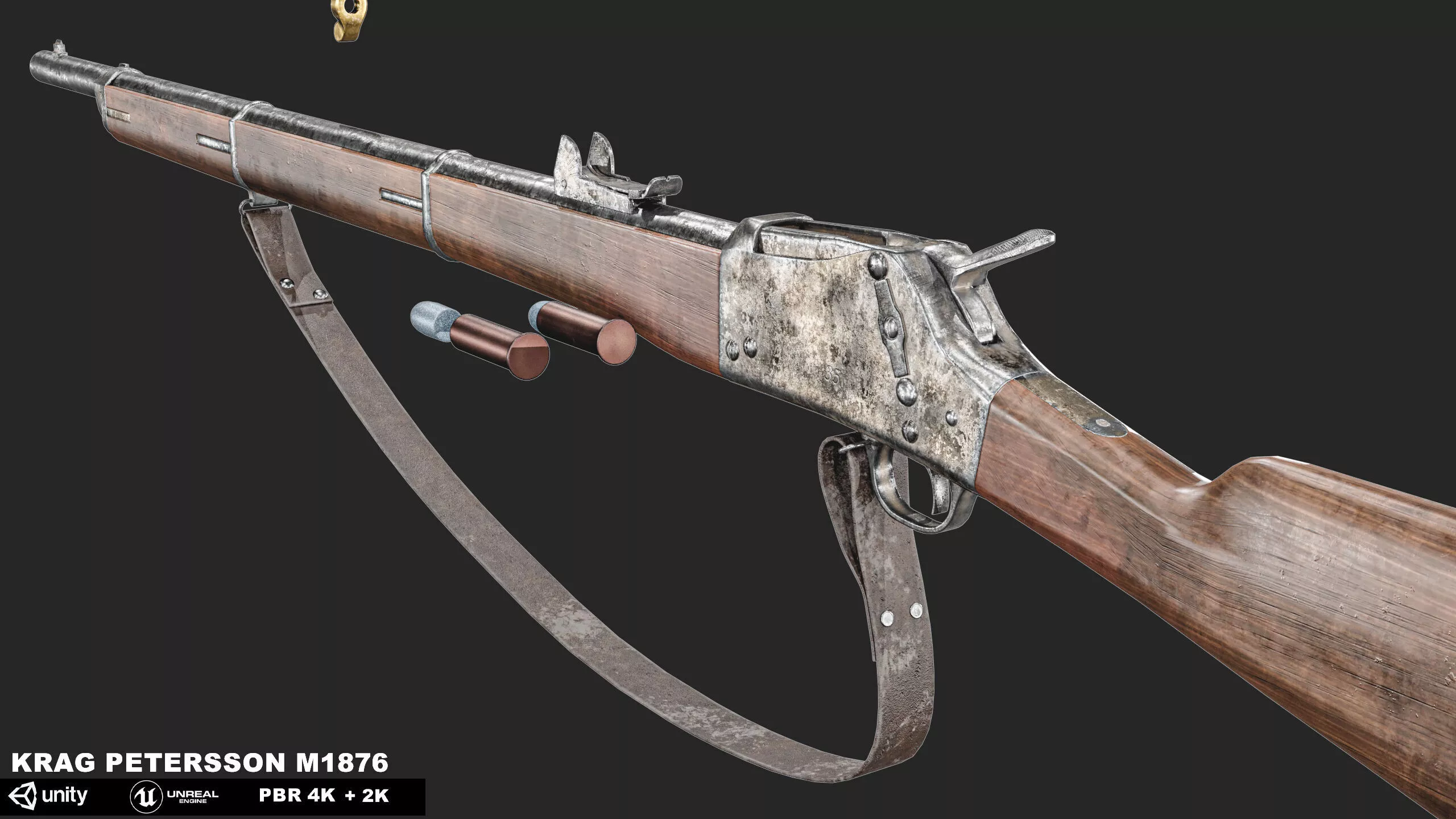 Krag Petersson M1876 with Bayonet Low-poly 3D model