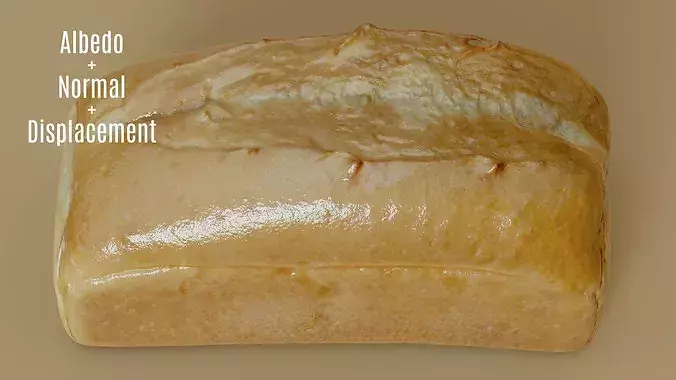 White Pan Loaf Bread Photogrammetry 3D Scan Low-poly 3D model 6