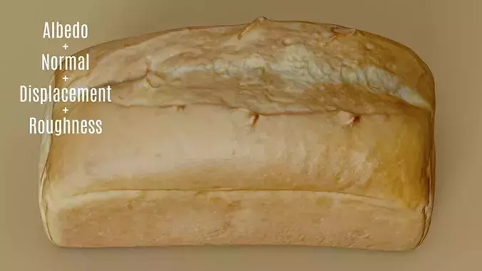 White Pan Loaf Bread Photogrammetry 3D Scan Low-poly 3D model 7