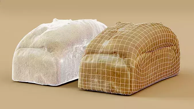 White Pan Loaf Bread Photogrammetry 3D Scan Low-poly 3D model 3