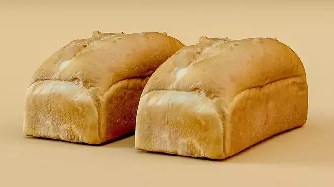 White Pan Loaf Bread Photogrammetry 3D Scan Low-poly 3D model 2