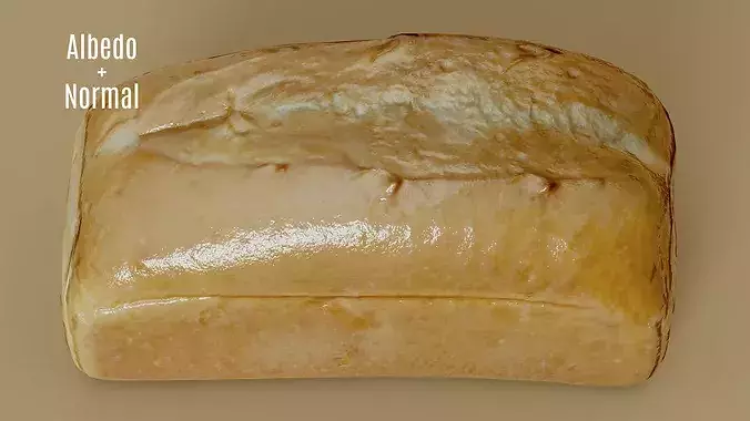 White Pan Loaf Bread Photogrammetry 3D Scan Low-poly 3D model 5