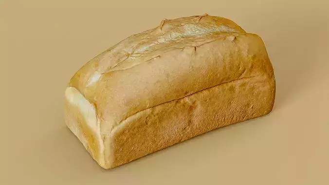 White Pan Loaf Bread Photogrammetry 3D Scan Low-poly 3D model