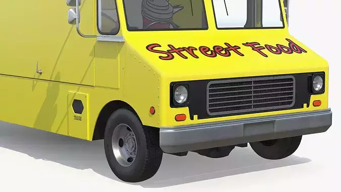 Urban Street Food Stand Truck Simplified 3D model 6