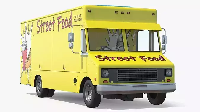 Urban Street Food Stand Truck Simplified 3D model 5