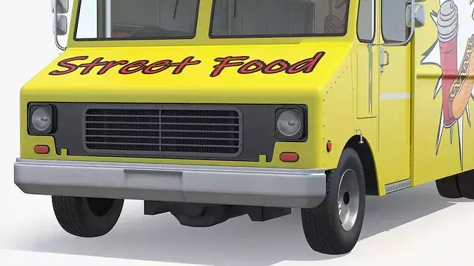 Urban Street Food Stand Truck Simplified 3D model 7
