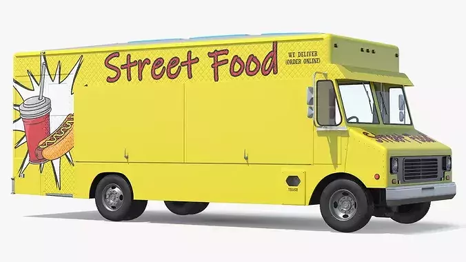 Urban Street Food Stand Truck Simplified 3D model 2