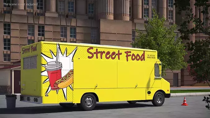 Urban Street Food Stand Truck Simplified 3D model 3