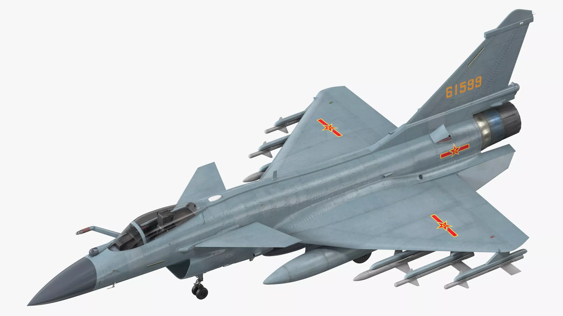 J-10 Fighter Jet Rigged for Cinema 4D 3D model