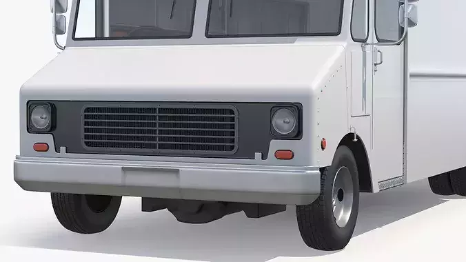 Urban Service Food Van White Simplified 3D model 6
