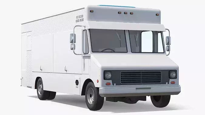 Urban Service Food Van White Simplified 3D model 5