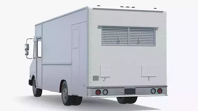 Urban Service Food Van White Simplified 3D model 7
