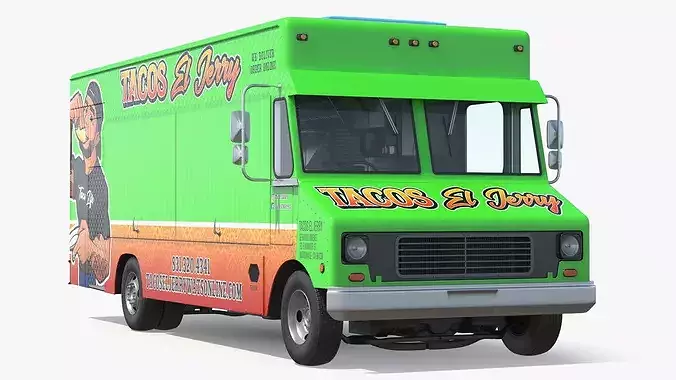 Tacos El Jerry Catering Truck with Interior Closed 3D model 5