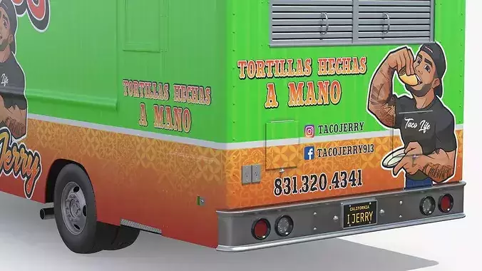 Tacos El Jerry Catering Truck with Interior Closed 3D model 7