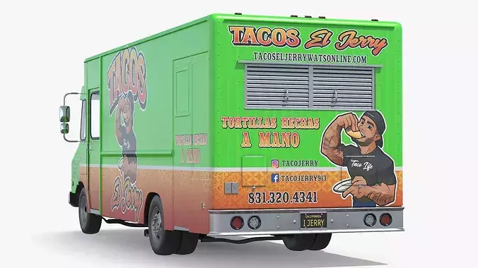 Tacos El Jerry Catering Truck with Interior Closed 3D model 6