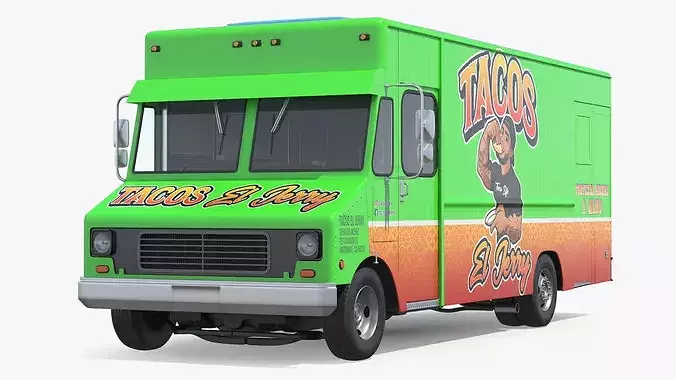 Tacos El Jerry Catering Truck with Interior Closed 3D model 4