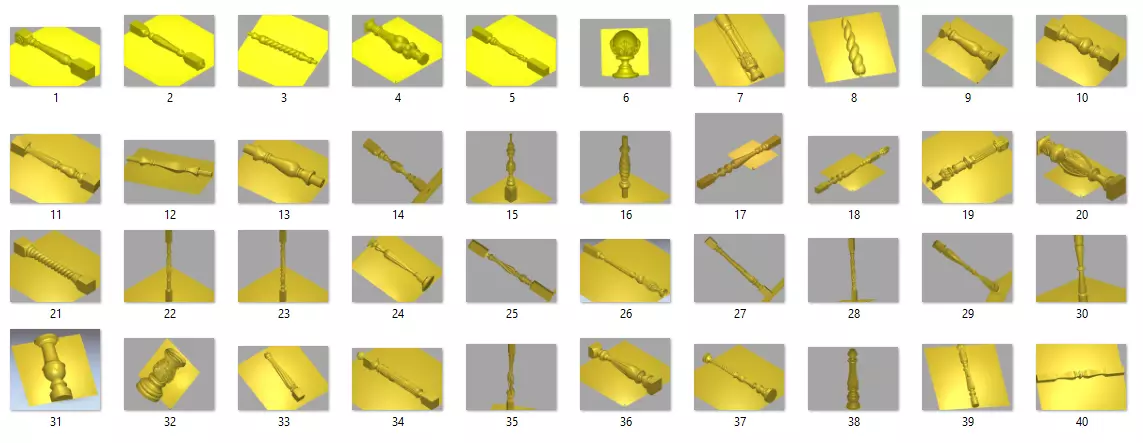 40 Decorative Baluster and Spindle STL Collection 3D model