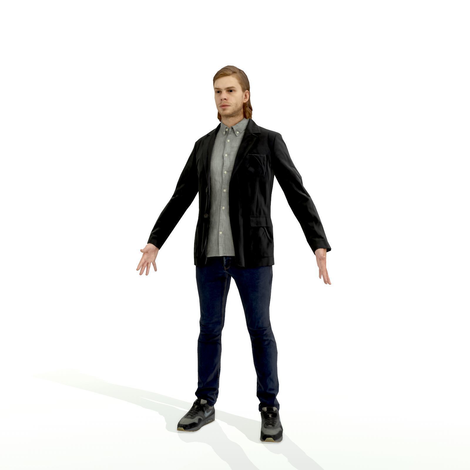 Full-body men and woman pack Low-poly 3D model_19