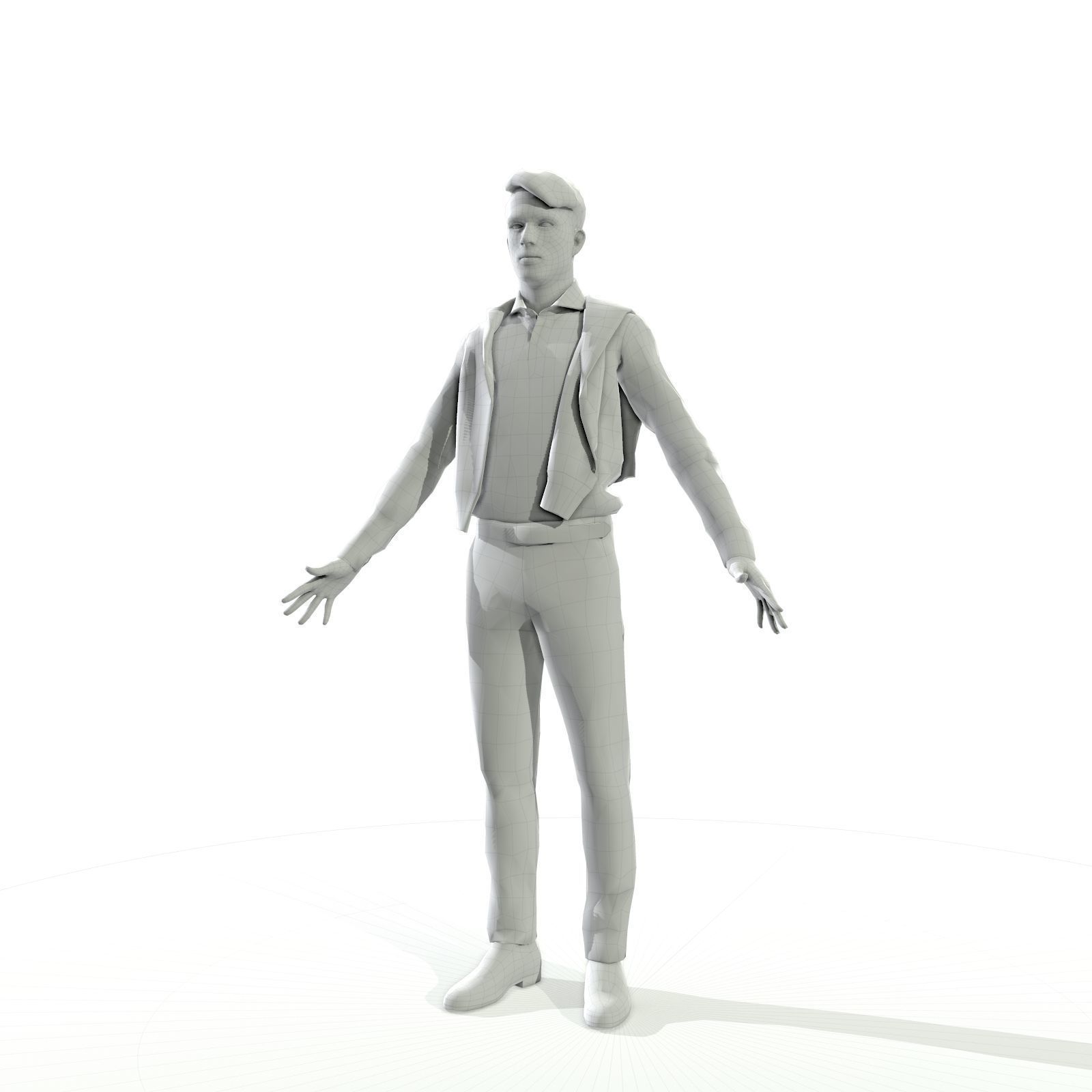 Full-body men and woman pack Low-poly 3D model_12