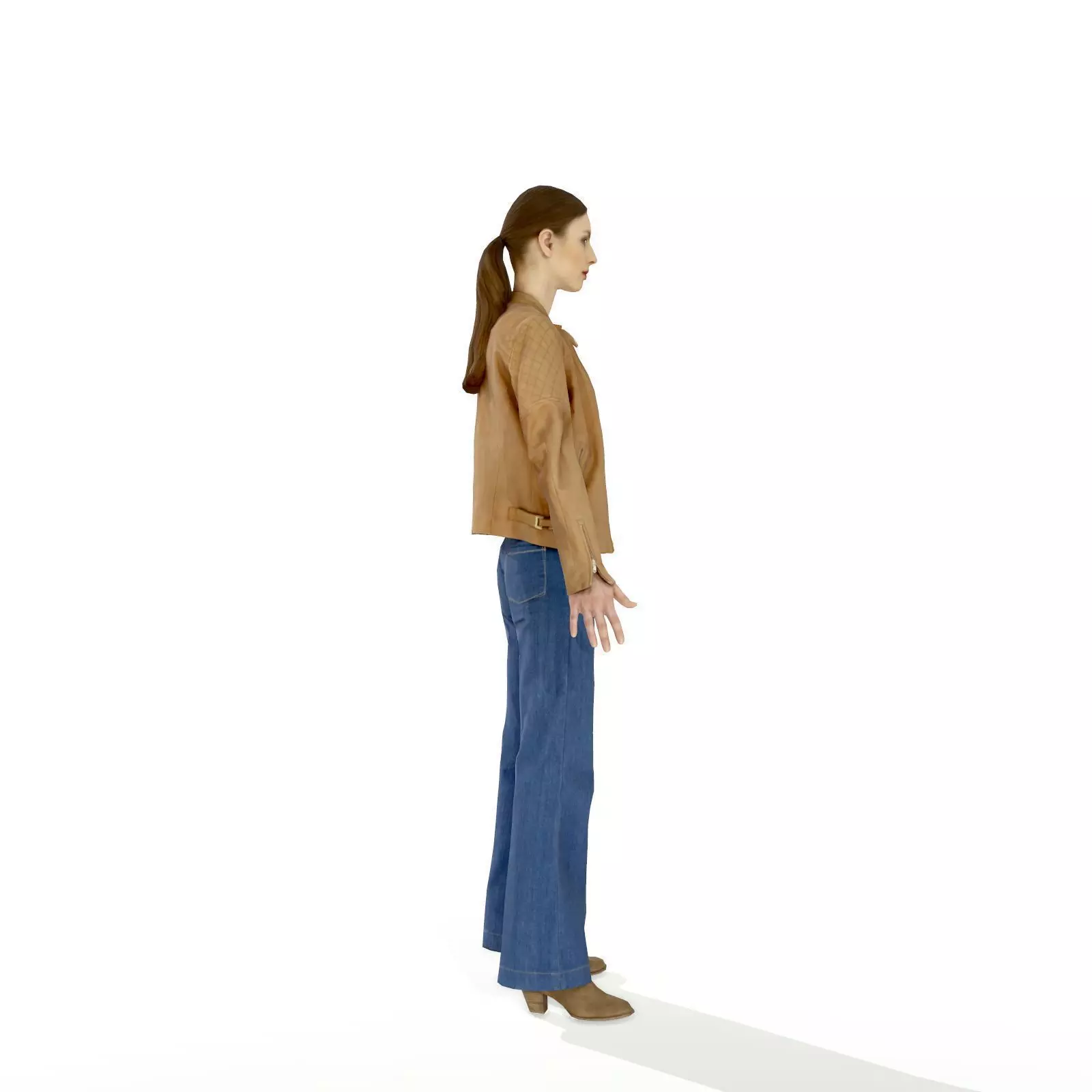 Brunette woman in casual clothes Low-poly 3D model