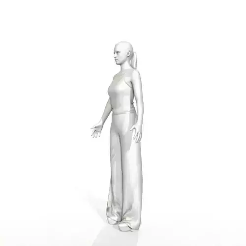 Blonde woman in flower patterned pants